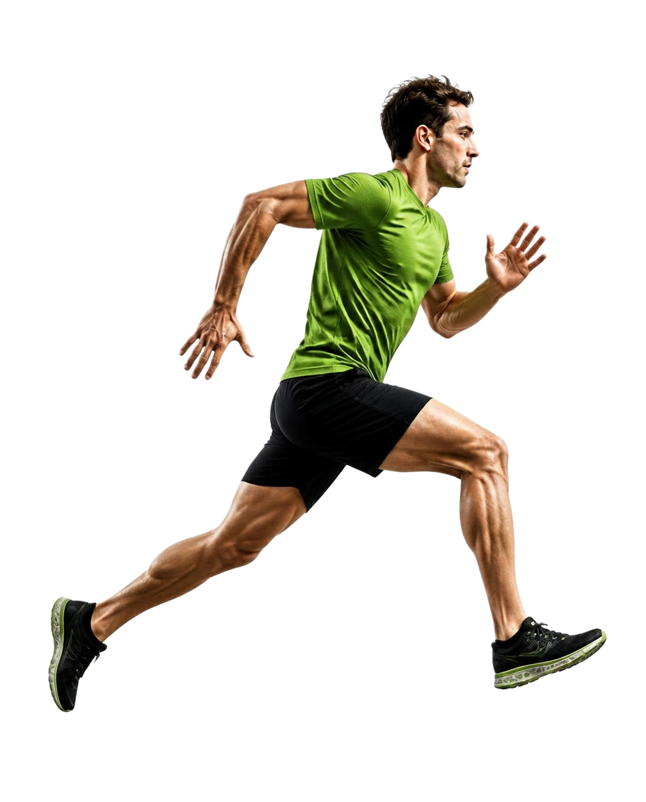 Atleta em movimento representando performance e evolução
